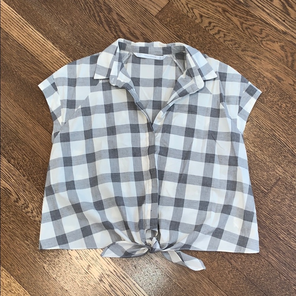 Zara checked tie shirt